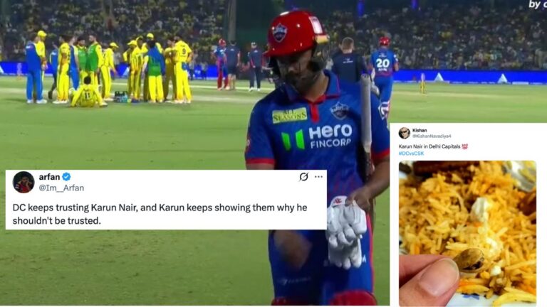 DC Fans Furious as Karun Nair Flops in Crucial IPL 2026 Clash vs CSK
