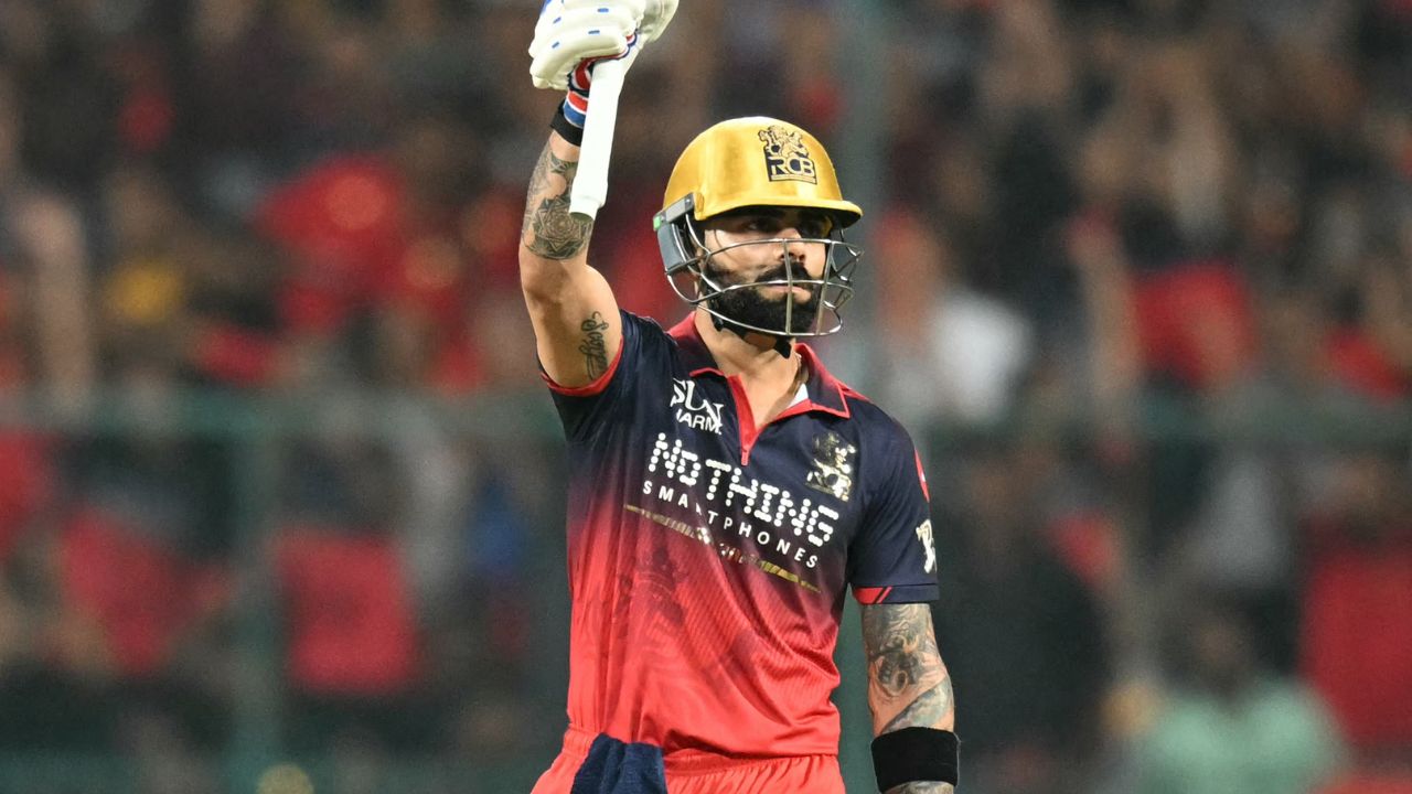 1778739479183 Virat Kohli celebrates century in RCB vs KKR IPL 2026 game