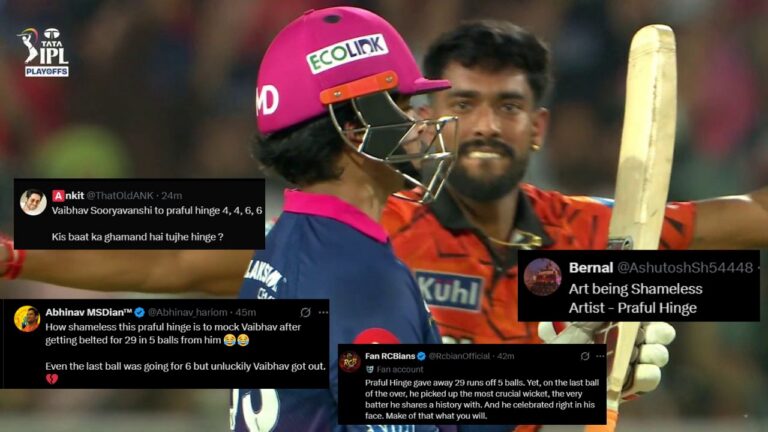 “How Shameless…” Praful Hinge’s Celebration On Vaibhav Sooryavanshi’s Wicket S – IPL 2026: Praful Hinge’s Celebration Against Vaibhav Sooryavanshi Sparks Fan Fury